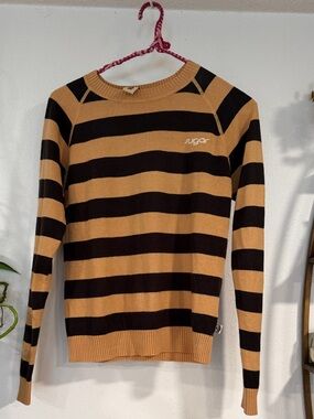 Sugar Striped Crewneck Sweater - Black & Tan